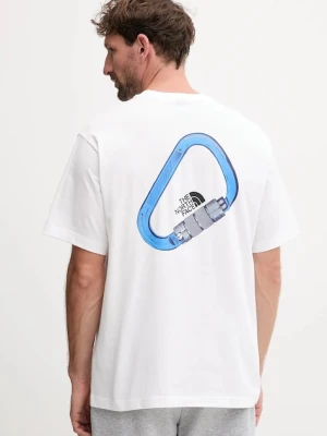 The North Face t-shirt bawełniany Explore Carabiner męski kolor biały z nadrukiem NF0A8F2HFN41