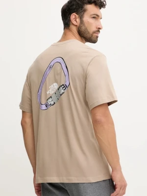 The North Face t-shirt bawełniany Explore Carabiner męski kolor brązowy z nadrukiem NF0A8F2HBOX1