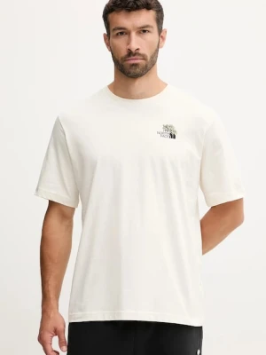The North Face t-shirt bawełniany Flower Dome męski kolor beżowy z aplikacją NF0A8EGXQLI1