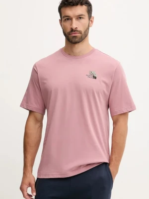The North Face t-shirt bawełniany Flower Dome męski kolor różowy z nadrukiem NF0A8EGXHCS1