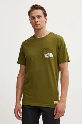 The North Face t-shirt bawełniany Berkeley California Pocket S/S Tee męski kolor zielony z nadrukiem NF0A87U2PIB1