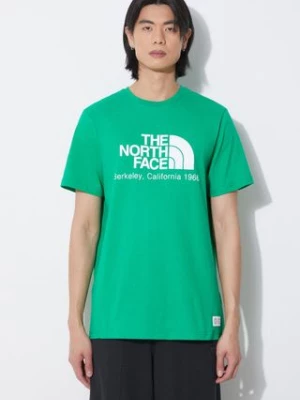The North Face t-shirt bawełniany M Berkeley California S/S Tee męski kolor zielony z nadrukiem NF0A87U5PO81