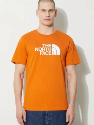 The North Face t-shirt bawełniany M S/S Easy Tee męski kolor pomarańczowy z nadrukiem NF0A87N5PCO1