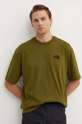 The North Face t-shirt bawełniany M S/S Essential Oversize Tee męski kolor zielony z aplikacją NF0A87NRPIB1