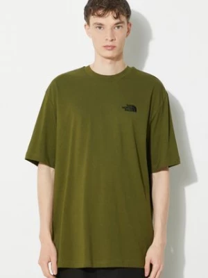 The North Face t-shirt bawełniany M S/S Essential Oversize Tee męski kolor zielony z aplikacją NF0A87NRPIB1