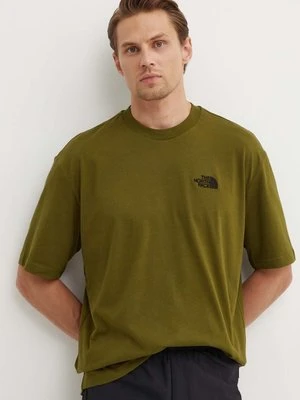 The North Face t-shirt bawełniany M S/S Essential Oversize Tee męski kolor zielony z aplikacją NF0A87NRPIB1