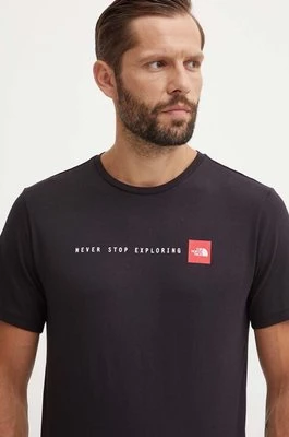 The North Face t-shirt bawełniany M S/S Never Stop Exploring Tee męski kolor czarny z nadrukiem NF0A87NSJK31