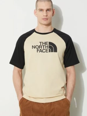 The North Face t-shirt bawełniany M S/S Raglan Easy Tee męski kolor beżowy wzorzysty NF0A87N73X41