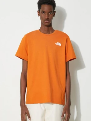 The North Face t-shirt bawełniany M S/S Redbox Celebration Tee męski kolor pomarańczowy z nadrukiem NF0A87NVPCO1
