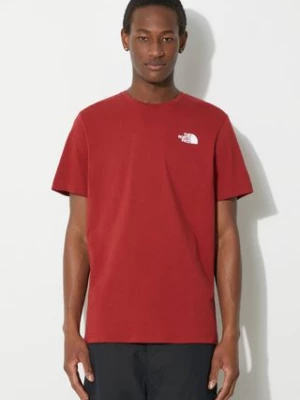 The North Face t-shirt bawełniany M S/S Redbox Tee męski kolor bordowy z nadrukiem NF0A87NPPOJ1