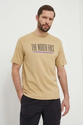 The North Face t-shirt bawełniany męski kolor beżowy z nadrukiem NF0A87E7LK51