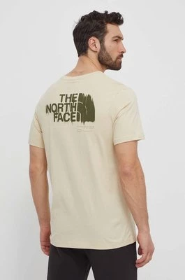 The North Face t-shirt bawełniany męski kolor beżowy z nadrukiem NF0A87EW3X41