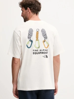 The North Face t-shirt bawełniany męski kolor beżowy z nadrukiem NF0A8F2GQLI1