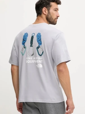 The North Face t-shirt bawełniany męski kolor niebieski z nadrukiem NF0A8F2GBOB1
