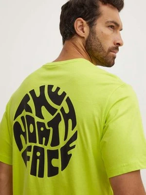 The North Face t-shirt bawełniany męski kolor zielony z nadrukiem NF0A8799RIQ1