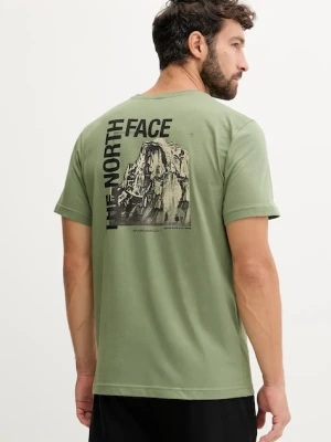 The North Face t-shirt bawełniany męski kolor zielony z nadrukiem NF0A8EE9BO91