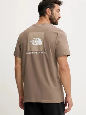 The North Face t-shirt bawełniany Redbox męski kolor brązowy wzorzysty NF0A87NPE1Q1