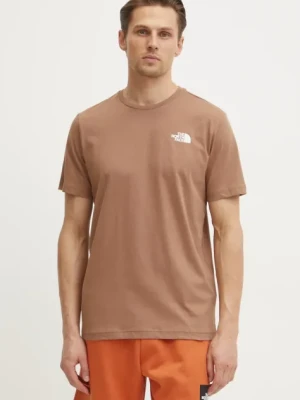 The North Face t-shirt bawełniany Redbox męski kolor brązowy z nadrukiem NF0A87NPAR41