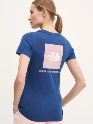 The North Face t-shirt bawełniany Redbox Slim damski kolor granatowy NF0A87NMB4O1