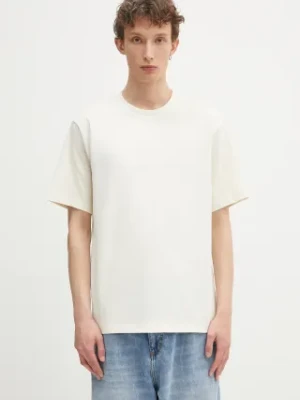 The North Face t-shirt bawełniany Relaxed męski kolor beżowy z aplikacją NF0A8C35QLI1