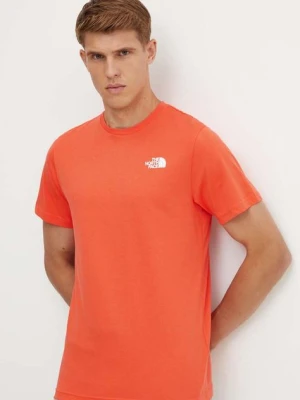 The North Face t-shirt bawełniany S/S Redbox Tee męski kolor pomarańczowy z nadrukiem NF0A87NP5OM1