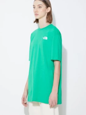 The North Face t-shirt bawełniany W S/S Essential Oversize Tee damski kolor zielony NF0A87NQPO81