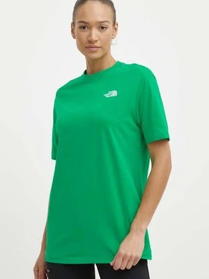 The North Face t-shirt bawełniany W S/S Essential Oversize Tee damski kolor zielony NF0A87NQPO81