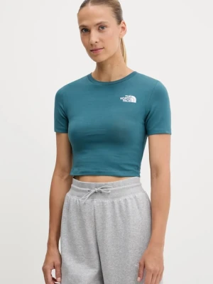 The North Face t-shirt Crop S/S Tee damski kolor zielony NF0A55AOBQ51
