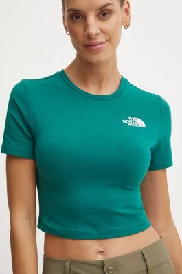 The North Face t-shirt Crop S/S Tee damski kolor zielony NF0A55AONL11