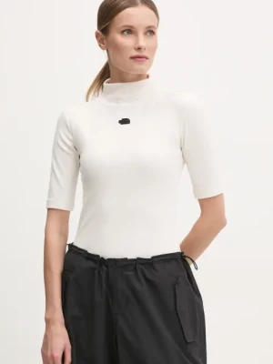 The North Face t-shirt damski kolor beżowy z półgolfem NF0A89C3QLI1