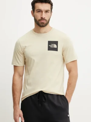 The North Face t-shirt Fine męski kolor beżowy z nadrukiem NF0A8A6M3X41
