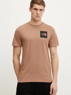 The North Face t-shirt Fine męski kolor brązowy z nadrukiem NF0A8A6M6IH1