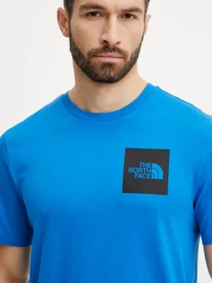 The North Face t-shirt Fine męski kolor niebieski z nadrukiem NF0A8A6MT4S1