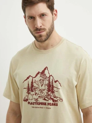The North Face t-shirt męski kolor beżowy z nadrukiem NF0A87DX3X41