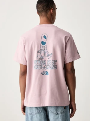 The North Face T-shirt oversize męski bawełniany ALIEN różowy