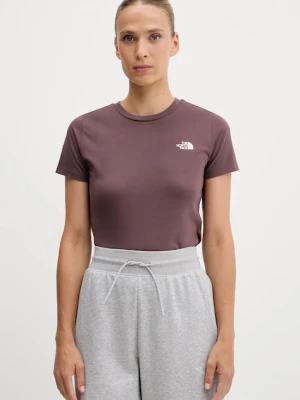 The North Face t-shirt Simple Dome damski kolor brązowy NF0A87NHBQ71