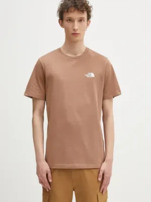 The North Face t-shirt Simple Dome męski kolor brązowy z nadrukiem NF0A87NG6IH1