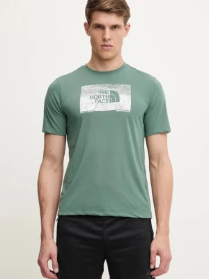 The North Face t-shirt sportowy Foundation Abstract męski kolor zielony wzorzysty NF0A8BQVHCH1