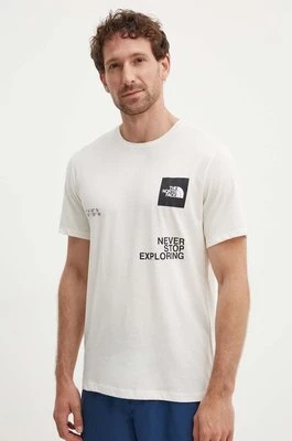 The North Face t-shirt sportowy Foundation Coordinates kolor beżowy z nadrukiem NF0A882ZV3L1