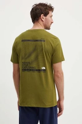 The North Face t-shirt sportowy Foundation Mountain Lines kolor zielony z nadrukiem NF0A8830PIB1