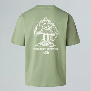 The North Face T-shirt Unisex O Kroju Oversize Mountain Fun Slate Moss Rozmiar XXS male