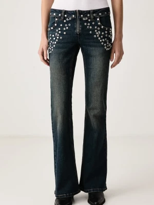 The Ragged Priest jeansy flare damskie granatowy