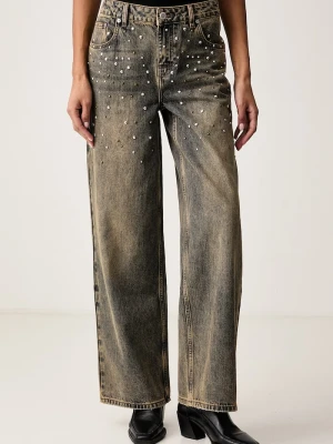 The Ragged Priest jeansy wide leg damskie granatowy