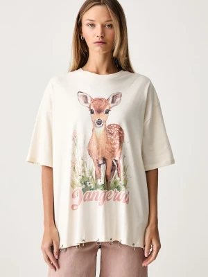 The Ragged Priest T-shirt bawełniany beżowy