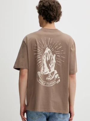 The Ragged Priest t-shirt bawełniany męski kolor brązowy z nadrukiem RPSS252053JS
