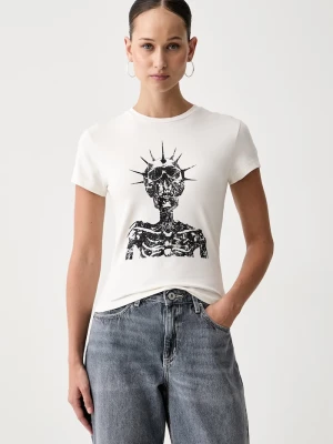 The Ragged Priest T-shirt damski bawełniany z elastanem beżowy