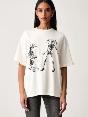 The Ragged Priest T-shirt oversize damski bawełniany beżowy
