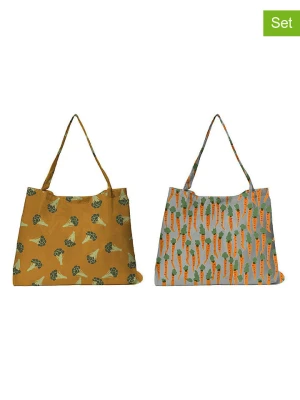 The Wild Hug Torby (2 szt.) w kolorze pomarańczowo-zielonym na zakupy - 65 x 45 cm rozmiar: onesize