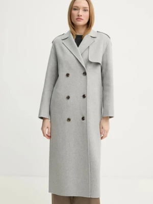 Theory płaszcz wełniany kolor szary przejściowy oversize O1101403