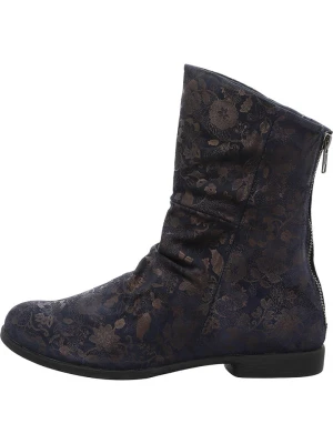 Think! Skórzane botki w kolorze złoto-granatowym rozmiar: 39,5